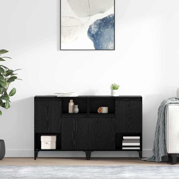 vidaXL Sideboards 2 pcs Schwarz Eichen-Optik 60 x 35 x 70 cm 3415601