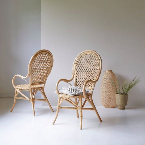 Tikamoon Esszimmerstuhl Marius Lehnstuhl aus Rattan