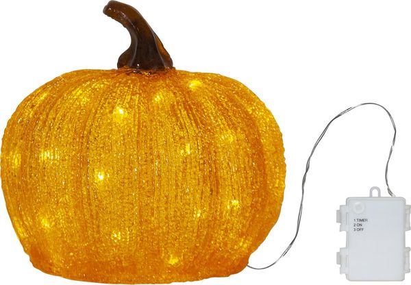 LED Kürbis Harvy Outdoor-Leuchte orange Ø 20cm mit Batterie + Timer