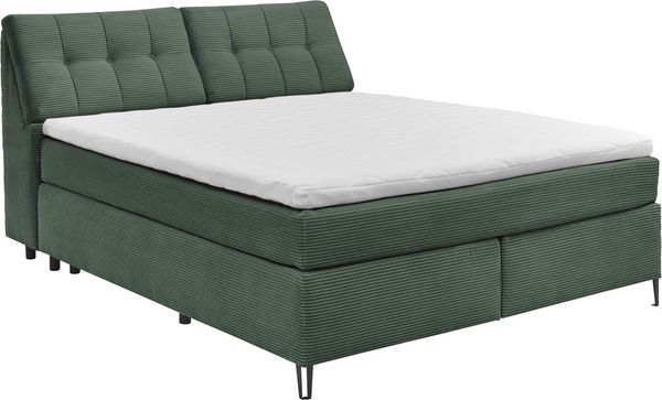 set one by Musterring Boxspringbett Fairfield, Kopfteil in Kassenoptik, Metallfuß schwarz, Breite 160 oder 180 cm Bild 2
