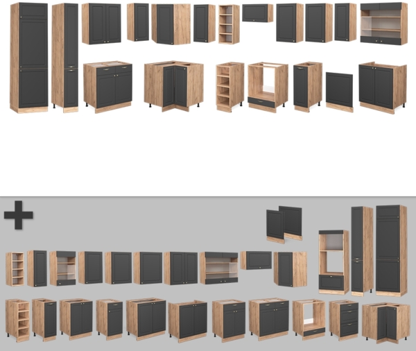 Eckküche Fame-Line Anthrazit Landhaus/Goldkraft Eiche 347 x 60 cm , AP Eiche Vicco Bild 6