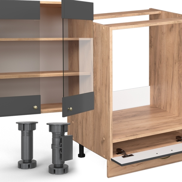 Eckküche Fame-Line Anthrazit Landhaus/Goldkraft Eiche 347 x 60 cm , AP Eiche Vicco Bild 5