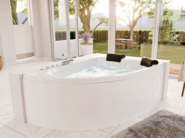 Langeck Whirlpool Royal XL 180x130 rechts Made in Germany 21 Düsen mit Armatur : Mit Armaturen