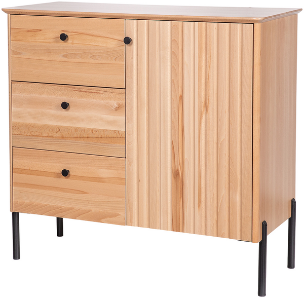 Sideboard Holzkommode Holzschrank 93x41x88 mit 3 Schubladen und Tür Kernbuche massiv 90.51-15