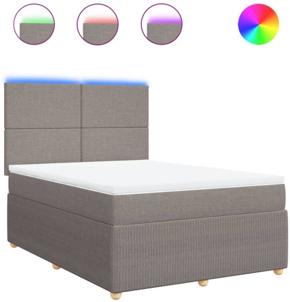 vidaXL Boxspringbett mit Matratze Taupe 160x200 cm Stoff 3294404