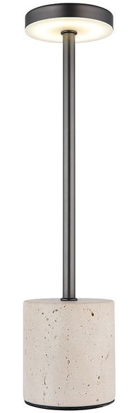 LED Tischleuchte, Travertine Stein, Touchdimmer, H 34 cm