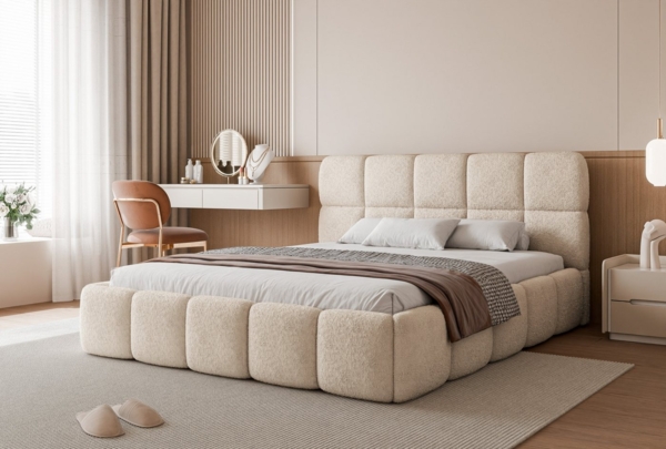 yourhouse24 Polsterbett Cloud mit Bettkasten (Bettgestell mit Lattenrost), Gepolstertes Kopfteil, Stoffbezug pflegeleicht