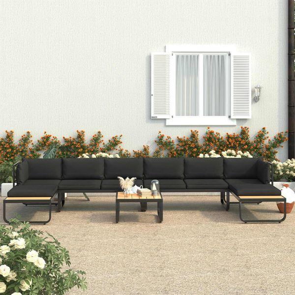 vidaXL 5-tlg. Garten-Ecksofa-Set mit Auflagen Aluminium und WPC 48655
