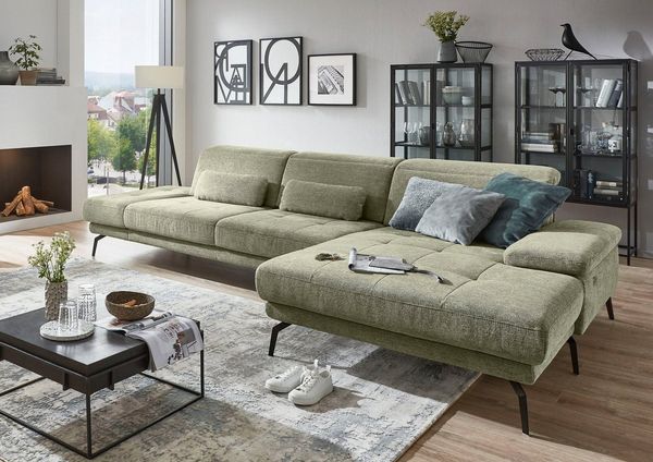 Die PlanBar Ecksofa MP-IN20126 L-Form, mit Kopfteilverstellung, optional mit Funktionen, Federkern