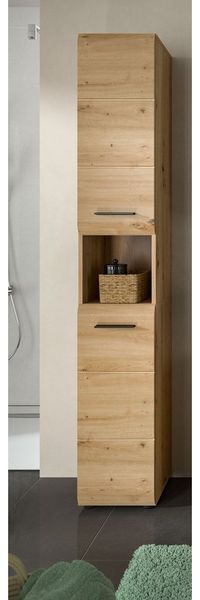 furnling Hochschrank Ivy (1-St) 1 offenes Fach, 2 Türen, 6 Fächer, Höhe 185 cm, Artisan Oak