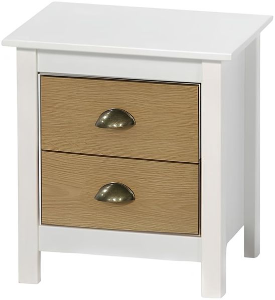 FORNOR Nachttisch mit Schubladen Norwa, Beige, Weiß, 46 x 35 x 49 cm
