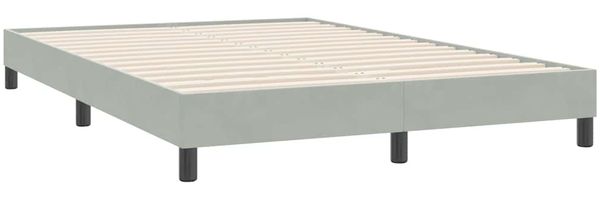 vidaXL Boxspringbett mit Matratze Hellgrau 160x220 cm Samt 3317991 Bild 5