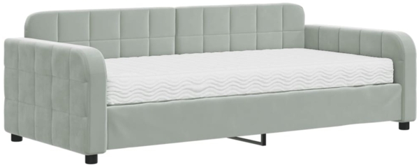 vidaXL Tagesbett mit Matratze Hellgrau 90x190 cm Samt 3196918