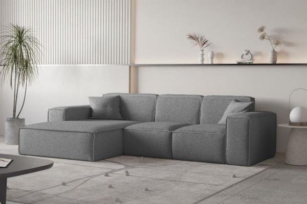 Ecksofa Designersofa CELES PREMIUM Stoff Ascot Bukla Graphit Ottomane Links