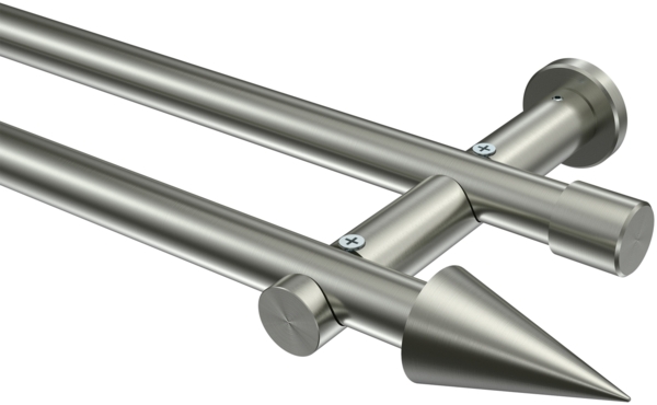 Gardinenstangen-Set Platon Savio 280 cm (geteilt in 2x140 cm), 2-läufig (ohne Ringe), 20 mm Ø Edelstahl-Optik
