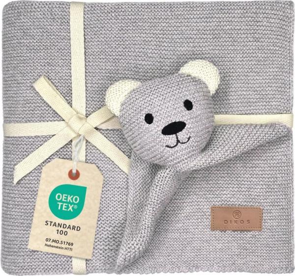 Babydecke DIKOS® Babydecke SCHMUSE-Bär Baby Geschenk Mädchen Junge Geschenkset, DIKOS, Geschenk zur Geburt, PREMIUM Qualität, 100 % BIO Baumwolle, nachhaltig