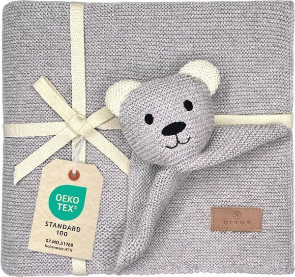 Babydecke DIKOS® Babydecke SCHMUSE-Bär Baby Geschenk Mädchen Junge Geschenkset, DIKOS, Geschenk zur Geburt, PREMIUM Qualität, 100 % BIO Baumwolle, nachhaltig