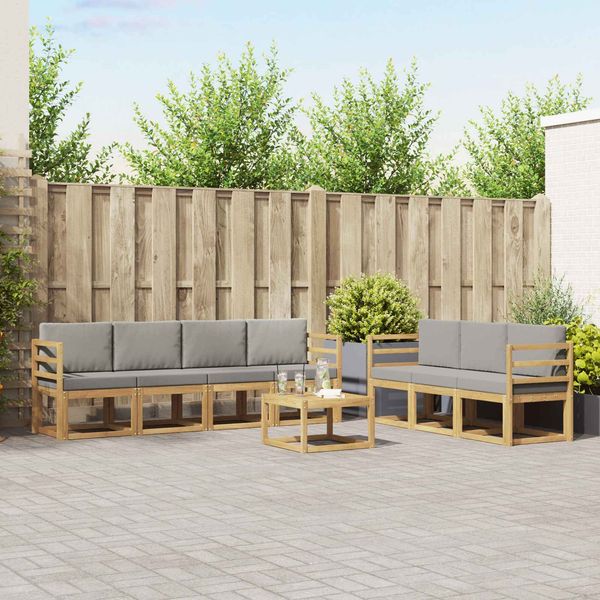 vidaXL Outdoor-Sofagarnitur 8 pcs Weiß und Hellgrau 59 x 59 x 37 cm 3387335