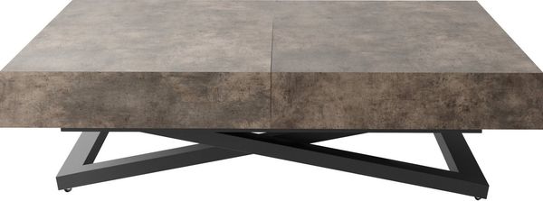 WFL GROUP Couchtisch Cavetta U höhenverstellbar ausziehbar mit schwarzen Metallbeinen (erhältlich in einer Größe – 120x80x27-76 cm, ausziehbar auf 200 cm), industrial Tisch in Holzoptik für Küche, Esszimmer oder Wohnzimmer