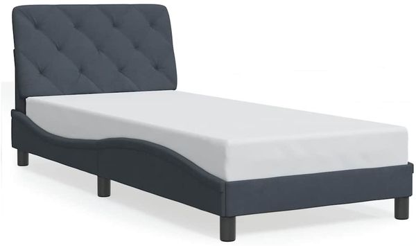 Einzelbettgestell Design für Erwachsene ohne Matratze Dunkelgrau 90x200 cm Samt d4713e