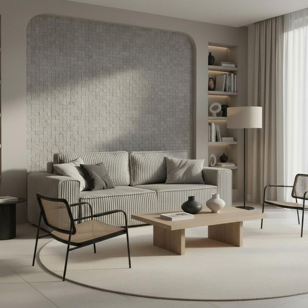 Wohnero24 Modernes Sofa MARVIN 233 x 104 cm – Hochwertiger, gemütlicher Cordstoff – Schlaffunktion 185 x 155 cm – Farbe: Hellgrau