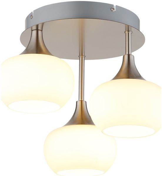 LED Deckenleuchte LUI, Silber, Metall, Nickel, Glas, opal, D 35 cm