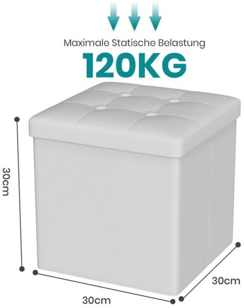 Oak&Tea Stauraumhocker Sitzhocker mit Stauraum – Klappbare Aufbewahrungsbox & Sitzwürfel
