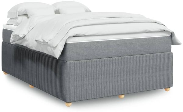 vidaXL Boxspringbett mit Matratze Hellgrau 140x200 cm Stoff 3285574