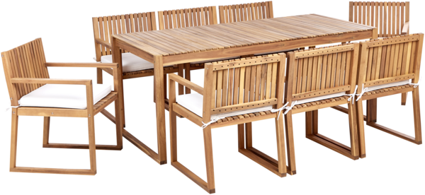 Essgruppe für 8 Personen SASSARI II Zertifiziertes Akazienholz 180x90x75 cm Cremeweiß