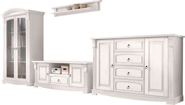 OTTO home Wohnwand Anna, (Set, 4-St), aus massiver Kiefer, FSC®, im romantischen Landhausstil