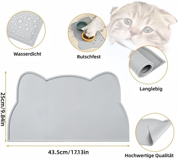 FOUORTUNATE-BEE Futternapf Silikon Fressmatte für Hunde & Katzen – rutschfest, wasserdicht, Rutschfeste Unterlage für sauberes Füttern von Hund und Katze
