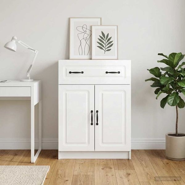 vidaXL Sideboard Hochglanz Weiß 66 x 34,5 x 87 cm Holzwerkstoff 895789