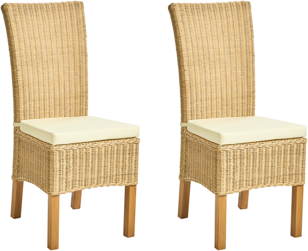 Esszimmerstuhl 2er Set ANDES Rattan Naturfarben