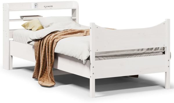 vidaXL Massivholzbett mit Kopfteil Weiß 75x190 cm Kiefer 3307069