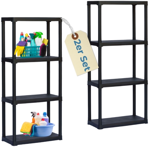 2er Set Steckregal Kunststoff Standregal Vorratsregal Haushaltsregal Regal Abstellkammer Vorratskammer Keller Lager 4 Böden 60 x 30 x 133 cm