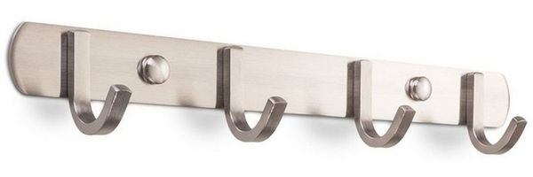 SO-TECH® Garderobenleiste Hakenleiste SAMU echt Edelstahl Mantelhaken Handtuchhalter, mit 4 Haken - Länge 300 mm