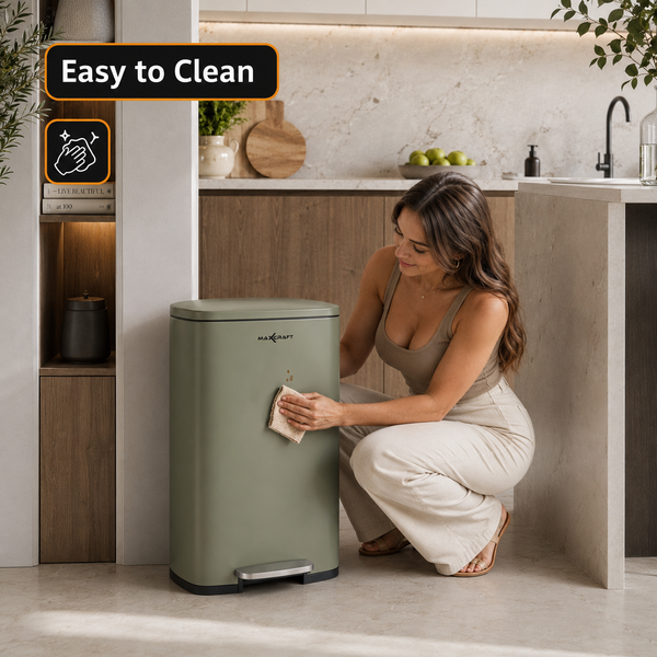 MAXCRAFT Mülleimer / Treteimer mit Soft Close Deckel - 50 Liter in Grün