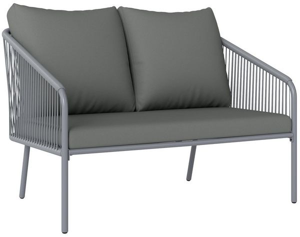 Outsunny Gartensofa mit Kissen, Gartensofa 1 Teile, Balkonmöbel 112 x 72 x 76 cm Grau