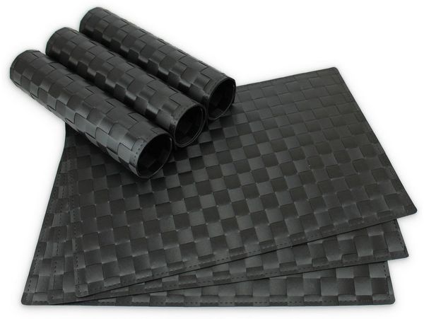matches21 HOME & HOBBY Platzset Tischsets MODERN 6er Set Schwarz als Tischuntersetzer, (6-St), Abwaschbare Platzsets als Tischunterlagen für Ess-Tisch Tisch-Deko