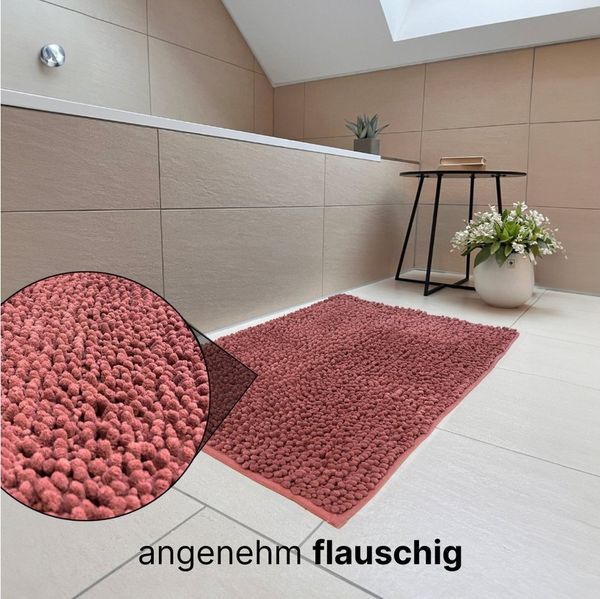LIVINA HOME Badematte Badteppich rutschfeste Badematten, flauschiger und weicher Badteppich, rutschhemmend beschichtet, Chenillen Optik, trockene und schimmelresistente Badedecke, wasserabsorbierend, fußbodenheizungsgeeignet, schnell trocknend, Chenill...