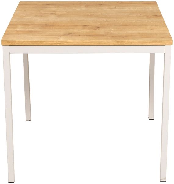 Furni24 Rechteckiger Universaltisch mit laminierter Platte Eiche 80 x 80 x 75 cm, Metallgestell und niveauausgleichs Füßen, ideal im Homeoffice als Schreibtisch, Konferenztisch, Computertisch, Esstisch Bild 2