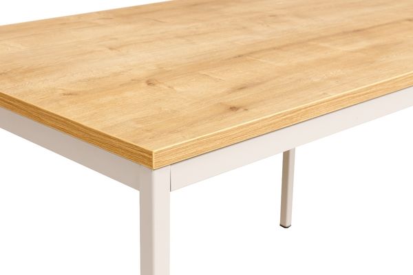 Furni24 Rechteckiger Universaltisch mit laminierter Platte Eiche 80 x 80 x 75 cm, Metallgestell und niveauausgleichs Füßen, ideal im Homeoffice als Schreibtisch, Konferenztisch, Computertisch, Esstisch Bild 4