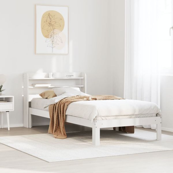 vidaXL Bettgestell mit Kopfteil ohne Matratze Weiß 75x190 cm 3306773