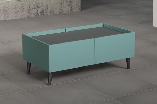 trendteam smart living 'Melton' Tisch, Melamin Dusk Blue / Massivholzfüße Schwarz, 110 x 44 x 60 cm