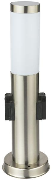 Stehlampe, 2x Steckdose, Edelstahl, H 45 cm