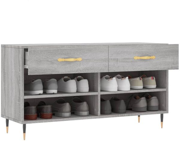 vidaXL Schuhbank Grau Sonoma 102x35x55 cm Holzwerkstoff 829722 Bild 4