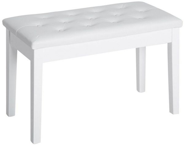 HOMCOM Klavierbank traditionellen Flurbank im Landhausstil kosmetischer Hocker Stauraum (Hocker, 1-St, Klavierhocker), Gummiholz, Kunstleder, Weiß, 76 x 36 x 50 cm