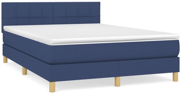 vidaXL Boxspringbett mit Matratze Blau 140x200 cm Stoff 3140623 Bild 2