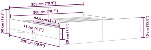 vidaXL Bettgestell mit Kopf- und Fußteil Weiß 200x200 cm 3203733 Bild 10