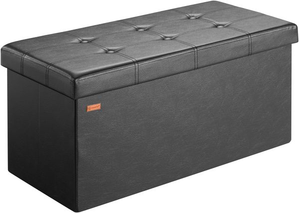 CASARIA® Faltbare Sitztruhe mit Stauraum Kunstleder Schwarz L